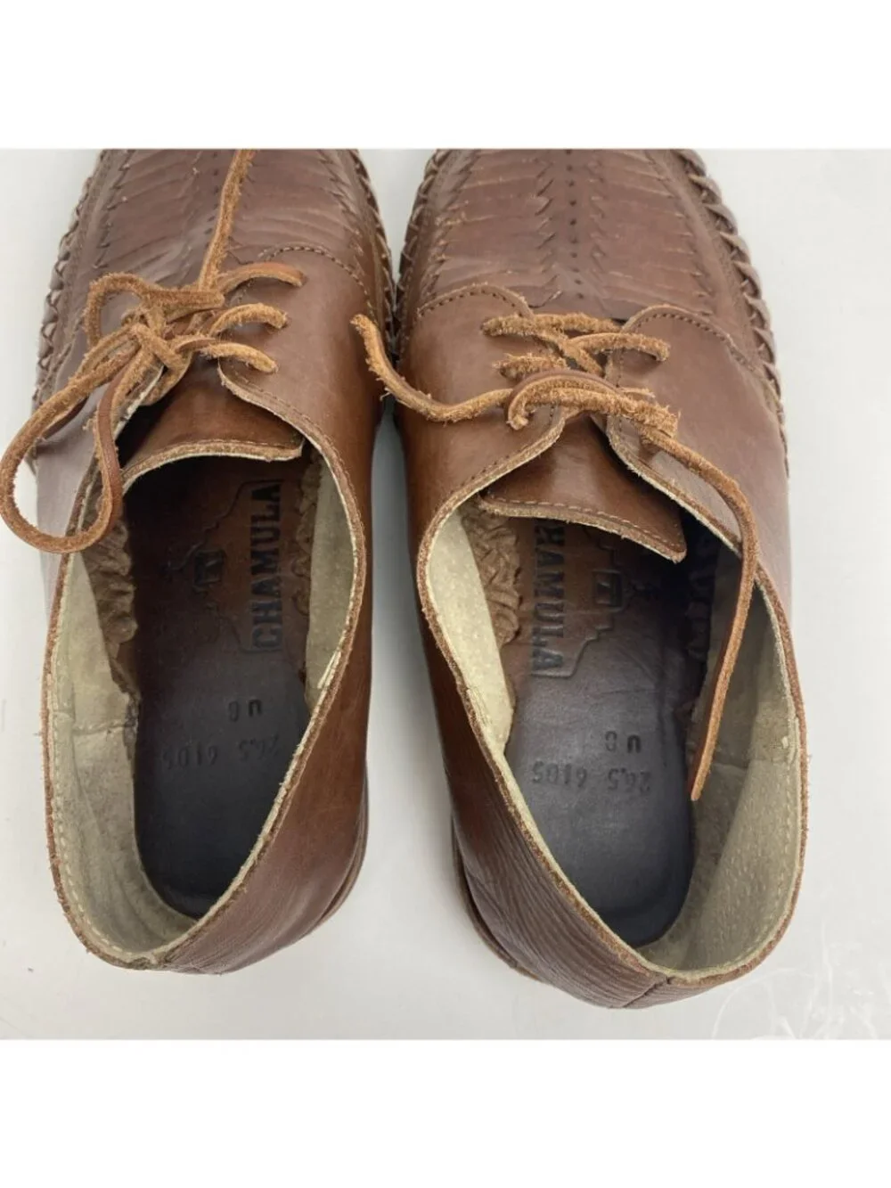 Chamula Brown Woven Leather Huarache Shoes – Size 26.5 (~US Men’s 8.5)